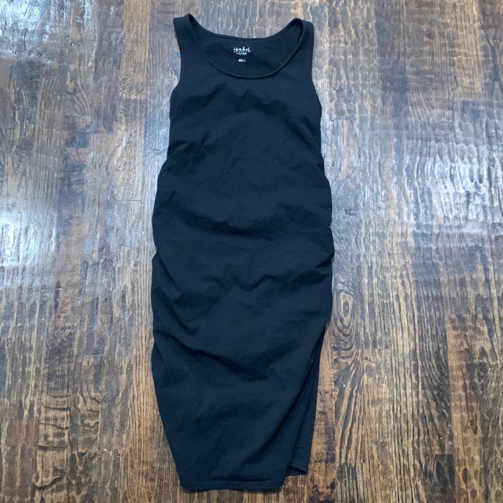 Black Isabel maternity midi fitted dress